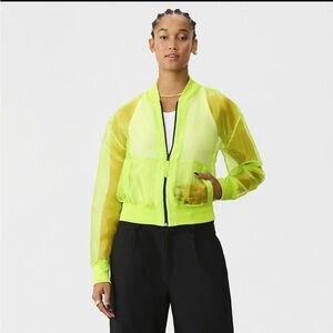 GTSQ Neon Green Sheer Bomber Jacket L NWT